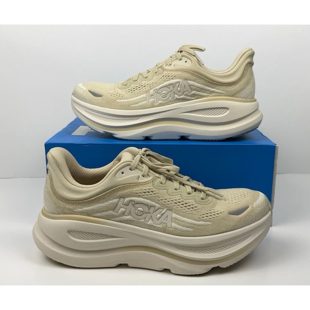 Hoka One One Bondi 9 Running Shoes Men's Size 8 Oatmeal 1162011 / OLTM